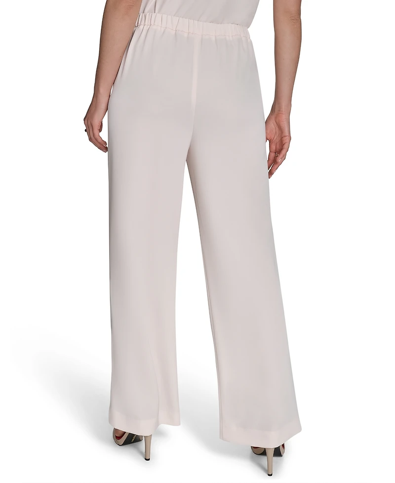 Halston Women's Soft Suiting Wide-Leg Pull-On Pants