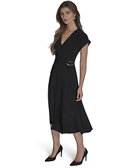 Halston Women's Surplice-Neck Faux-Wrap Dress