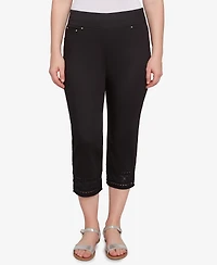 Ruby Rd. Petite Lotus Lace Soft Denim Capri Jeans