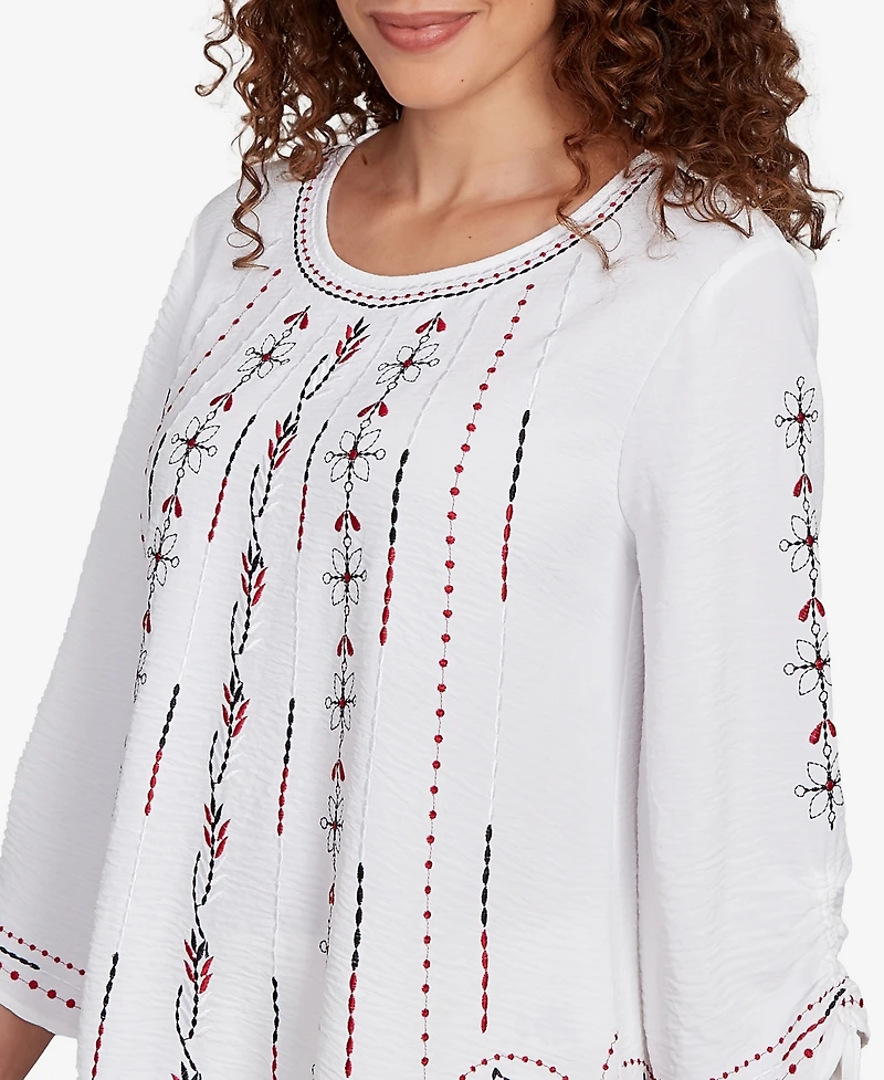 Ruby Rd. Petite Embroidered Bali Tie Sleeve Top