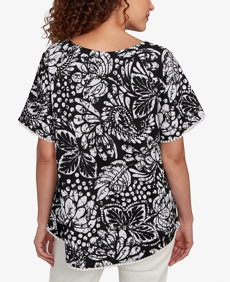 Ruby Rd. Petite Batik Island Paisley Scoop Neck T Shirt