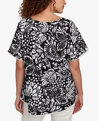 Ruby Rd. Petite Batik Island Paisley Scoop Neck T Shirt