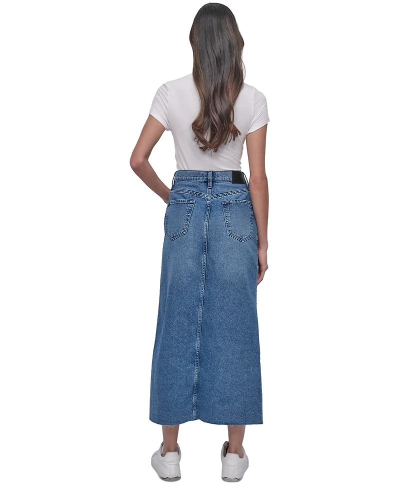 Dkny Jeans Women's High Rise Cotton Denim Maxi Skirt - Jee