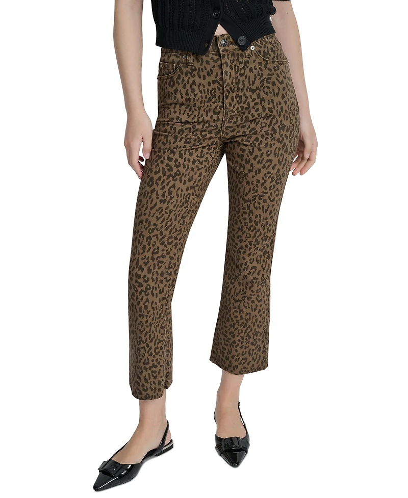 Dkny Jeans Women's Animal Print High Rise Cropped Flare - Nkz