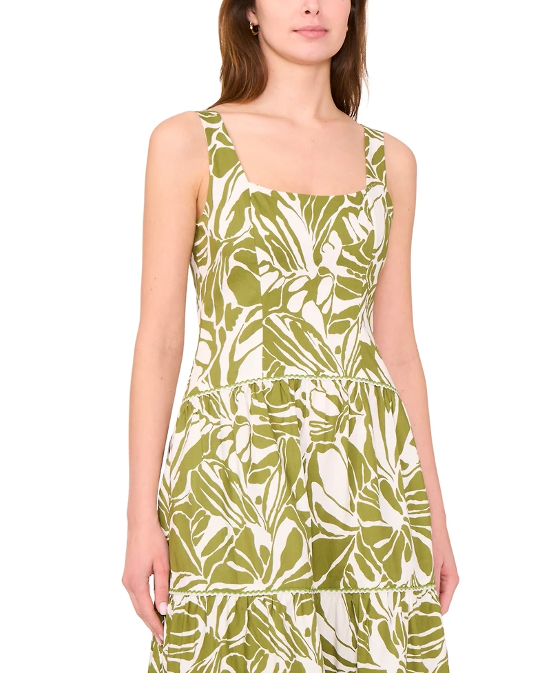 CeCe Women's Cotton-Blend Printed Sleeveless Maxi Dress