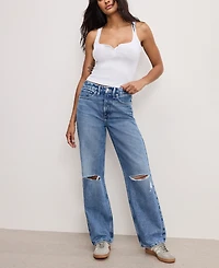 Good American Women's Cotton 90s High-Rise Relaxed Distress Jeans
