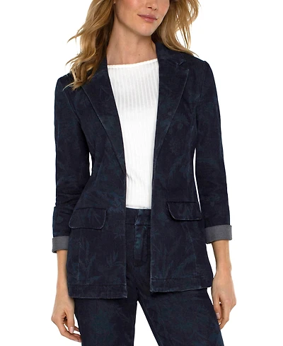 Liverpool Los Angeles Women's Floral Denim Boyfriend Blazer