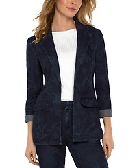 Liverpool Los Angeles Women's Floral Denim Boyfriend Blazer