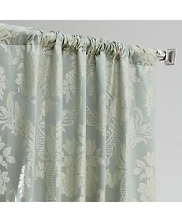Half Price Drapes Magdelena Blue & Steel Damask Faux Silk Jacquard Room Darkening Curtain