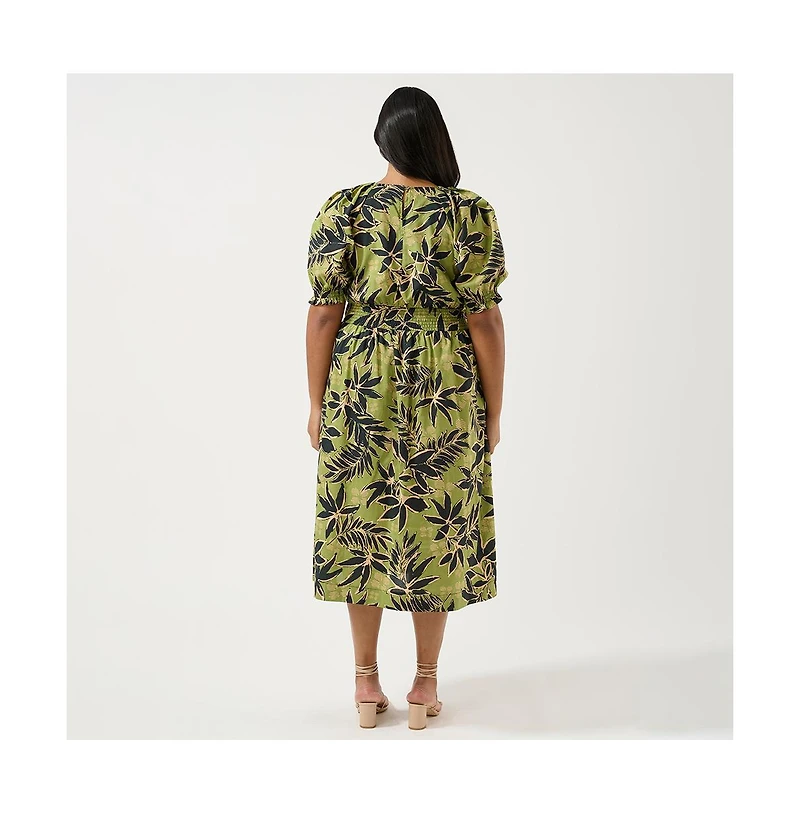Estelle Wildleaf Cotton Midi Dress
