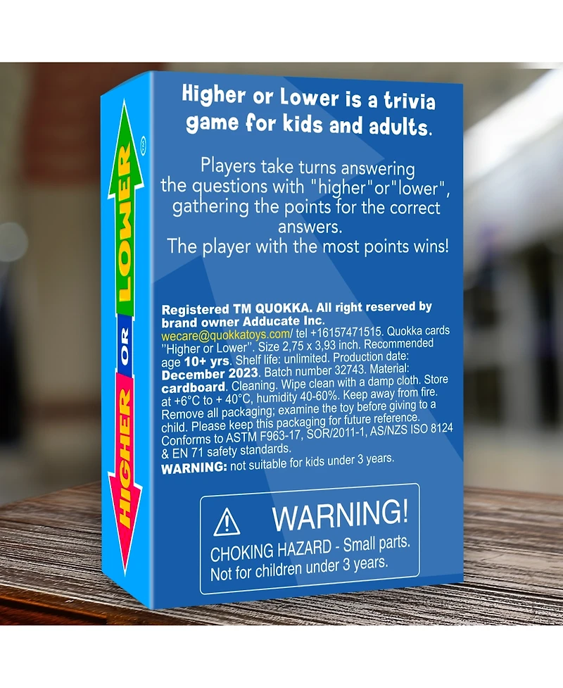 Quokka Board Game for Kids - Family Card Game for Kids and Adults - Higher or Lower | Guess Fun Questions | Easy to Learn | 2 + Players