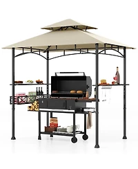 Outdoor Grill Gazebo with 2 Side Shelves and 10 Hooks
