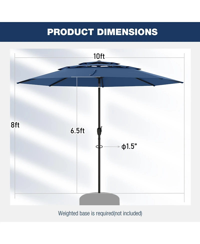 3-tier Vented Patio Umbrella with Push Button Tilt