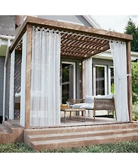 Awesome Home Insect Shield Leno Stripe Tab Top Curtain Panel 52 X22wx 84 X22l