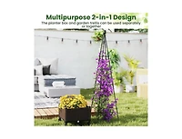 Raised Garden Bed Adjustable with Plant Box and Trellis with Lockable Wheels