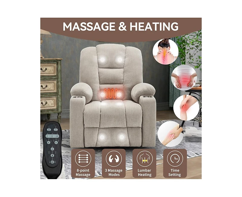 Casainc Power Lift Recliner Chair with Massage Heavy Duty Motion Usb and Type C Ports
