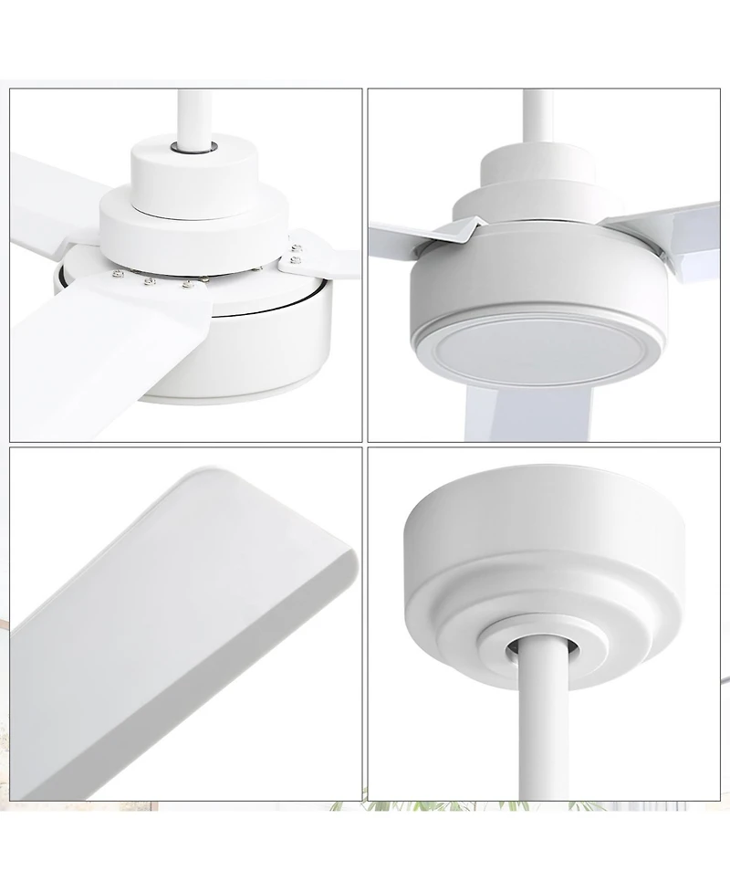 52'' Modern 3-Blade without Light Ceiling Fan with Six Speed Remote Control and Timing Function for Indoor