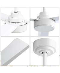52'' Modern 3-Blade without Light Ceiling Fan with Six Speed Remote Control and Timing Function for Indoor