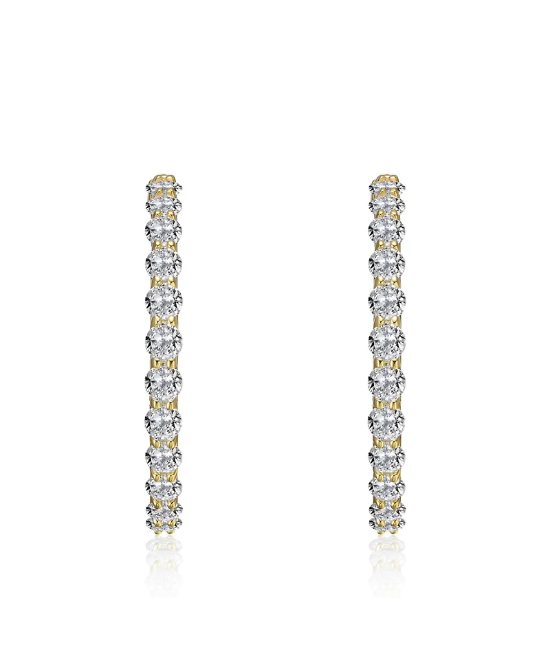 Clear Cubic Zirconia Accent Hoop Earrings