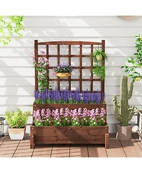 Raised Garden Bed with Trellis 2-tier Planter Box with Drainage Holes