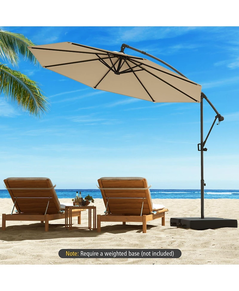 Slickblue Outdoor Hanging Umbrella with Sturdy Base – Offset Cantilever Style for Patio or Garden Use