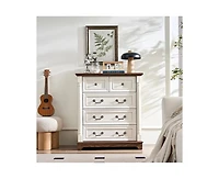 Farmhouse Style Drawer Dresser Bathrooom Cabinet Chest with Base Wooden Rustic Chest of Drawers
