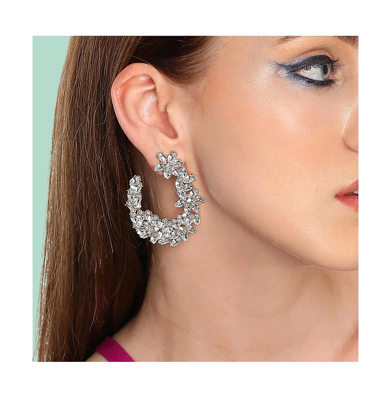 Sohi Women's Stone Cluster Stud Earrings