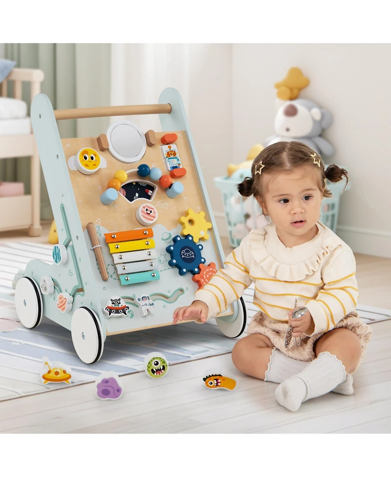Slickblue Kids Walker Push and Pull Learning Activity Center with Wheels 1+ Years Old