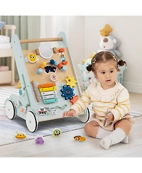 Slickblue Kids Walker Push and Pull Learning Activity Center with Wheels 1+ Years Old