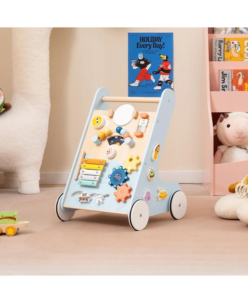 Slickblue Kids Walker Push and Pull Learning Activity Center with Wheels 1+ Years Old