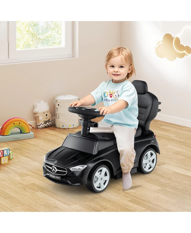 3-in-1 Mercedes Benz Ride-On Toddler Sliding Car with Push Handle