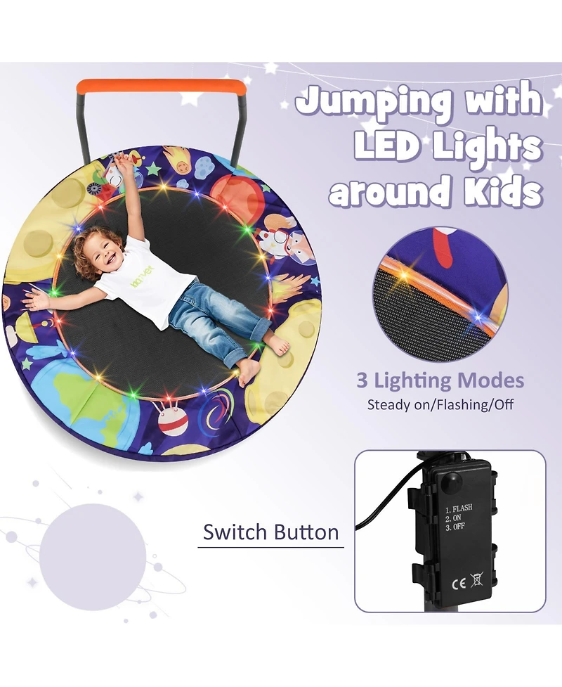 Mini Trampoline Folding Small Rebounder for Kids with Lights