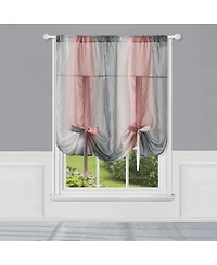 Kate Aurora Crushed Faux Satin Silver & Blush Rose Pink Ombre Window Curtain Tie Up Shade