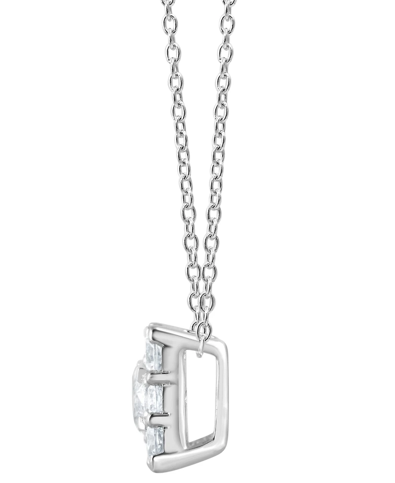 Forever Grown Diamonds Lab Grown Diamond Square Cluster Pendant Necklace (1 ct. t.w.) in Sterling Silver, 16" + 2" extender
