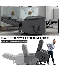 Casainc Dual Motor Infinite Position Up to 350 Lbs Power Lift Recliner Chair with Power-Remote, Heat Massage and Heavy Duty Motion Mechanism