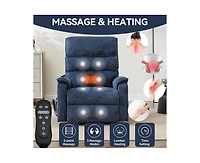 Casainc Dual Motor Infinite Position Up to 350 Lbs Power Lift Recliner Chair with Power-Remote, Heat Massage and Heavy Duty Motion Mechanism
