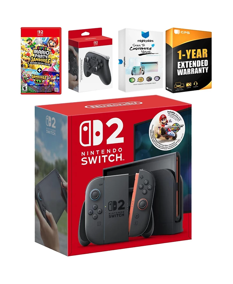 Nintendo Switch 2 + Mario Kart World Bundle with Super Mario Party Jamboree, Pro Controller
