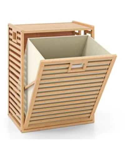 Slickblue 18 Gal Wicker Tilt Out Laundry Hamper With Removable Fabric Bin