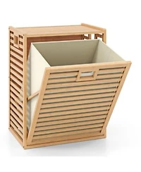 Slickblue 18 Gal Wicker Tilt Out Laundry Hamper With Removable Fabric Bin