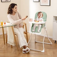 Slickblue Toddler Easy Clean Compact Highchair with Removable Adjustable Tray and Pu Seat Cushion