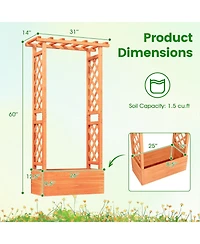 Raised Garden Bed with Side Trellis and Hanging Roof and Drainage Hole