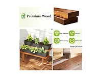 2-Tier Wood Plant Stand Ladder Plant Shelf for Indoor Outdoor