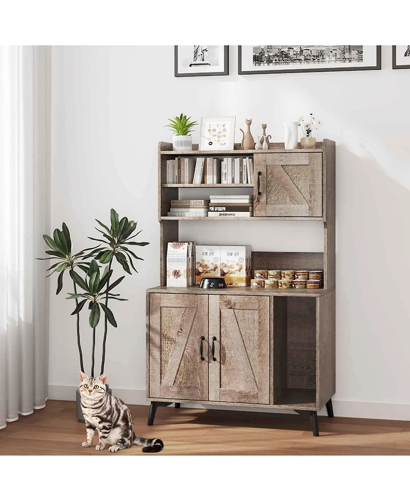 Large Cat Litter Box Enclosure with Display Storage Shelves