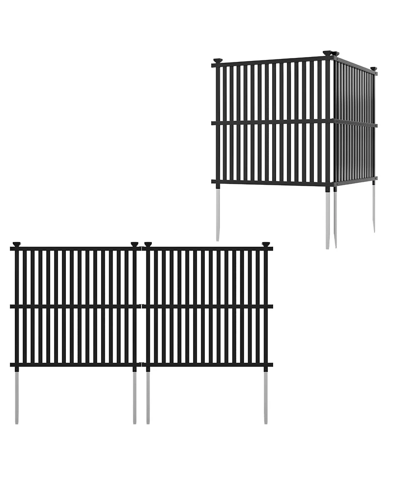 Slickblue Air Conditioner Fence Panel with Metal Ground Stakes for Outside