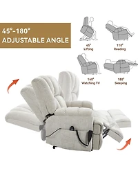 Dual Motor Heat Massage Power Lift Recliner Chair, Up to 350 lbs, Medium-Firm, Heavy-Duty with Remote