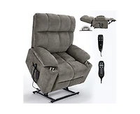 Dual Motor Infinite Position Up to 350 Lbs Chenille Power Lift Recliner Chair with 8-Point Vibration Massage and Lumbar Heating Cup Holders