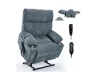 Dual Motor Infinite Position Up to 350 Lbs Chenille Power Lift Recliner Chair with 8-Point Vibration Massage and Lumbar Heating Cup Holders