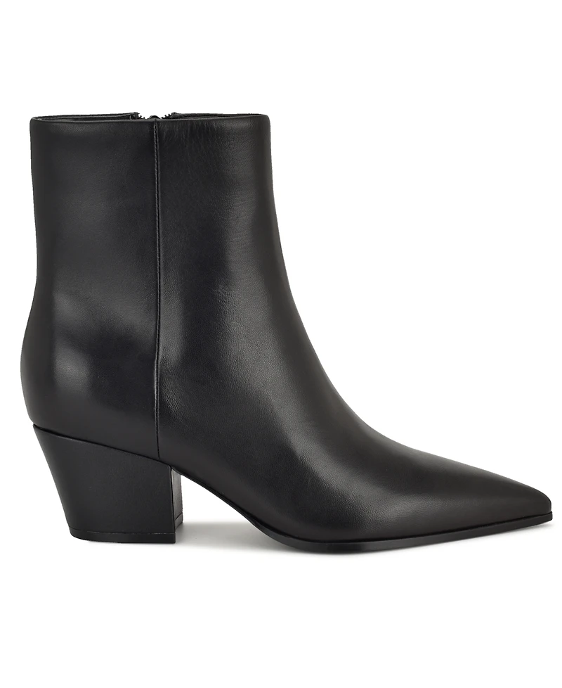 Nine West Women's Savie Leather Block Heel Booties