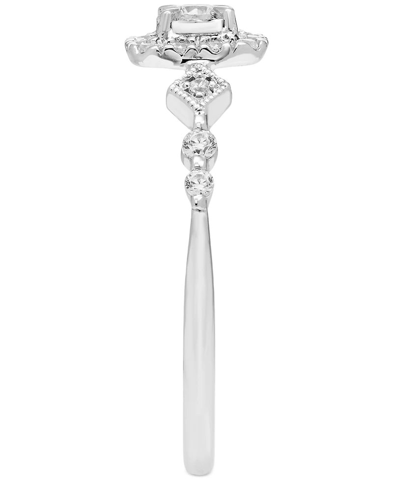 Diamond Halo Vintage Inspired Engagement Ring (1/4 ct. t.w.) in 14k White Gold