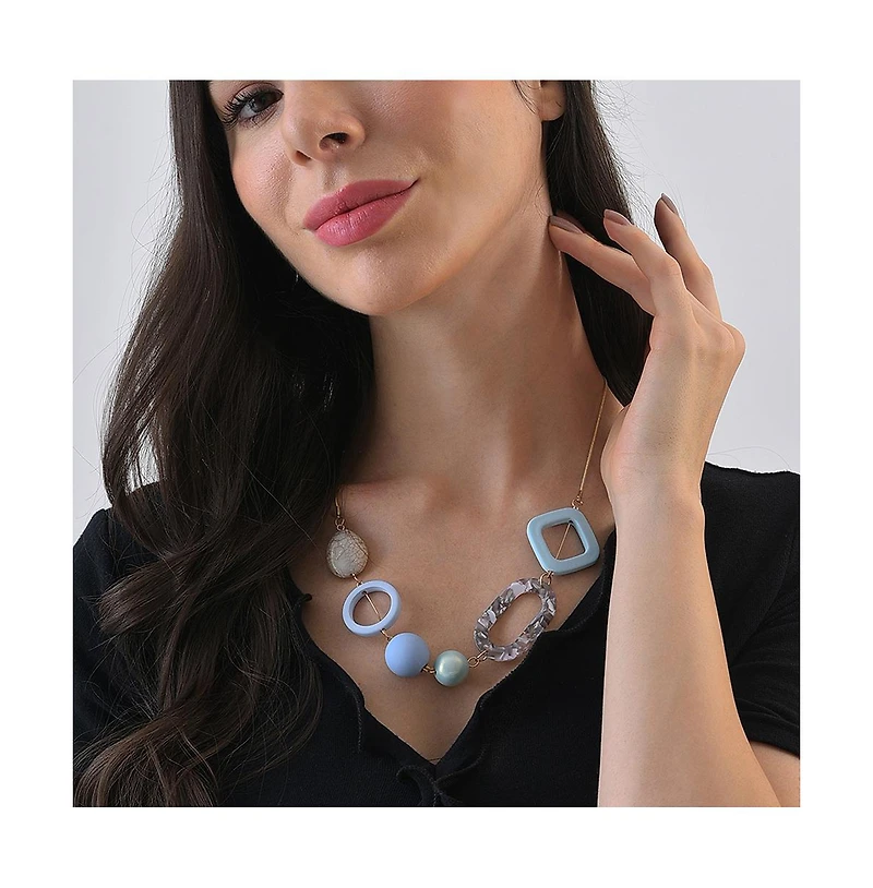 Sohi Women's Blue Circular Strand Necklace